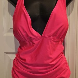 One Piece Hot Pink Tankini Swimsuit